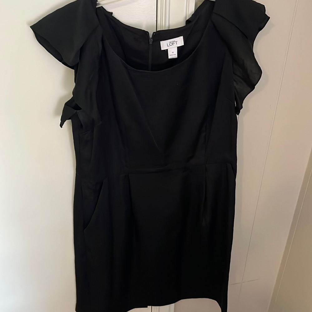 LOFT Black Flutter Sleeve Dress